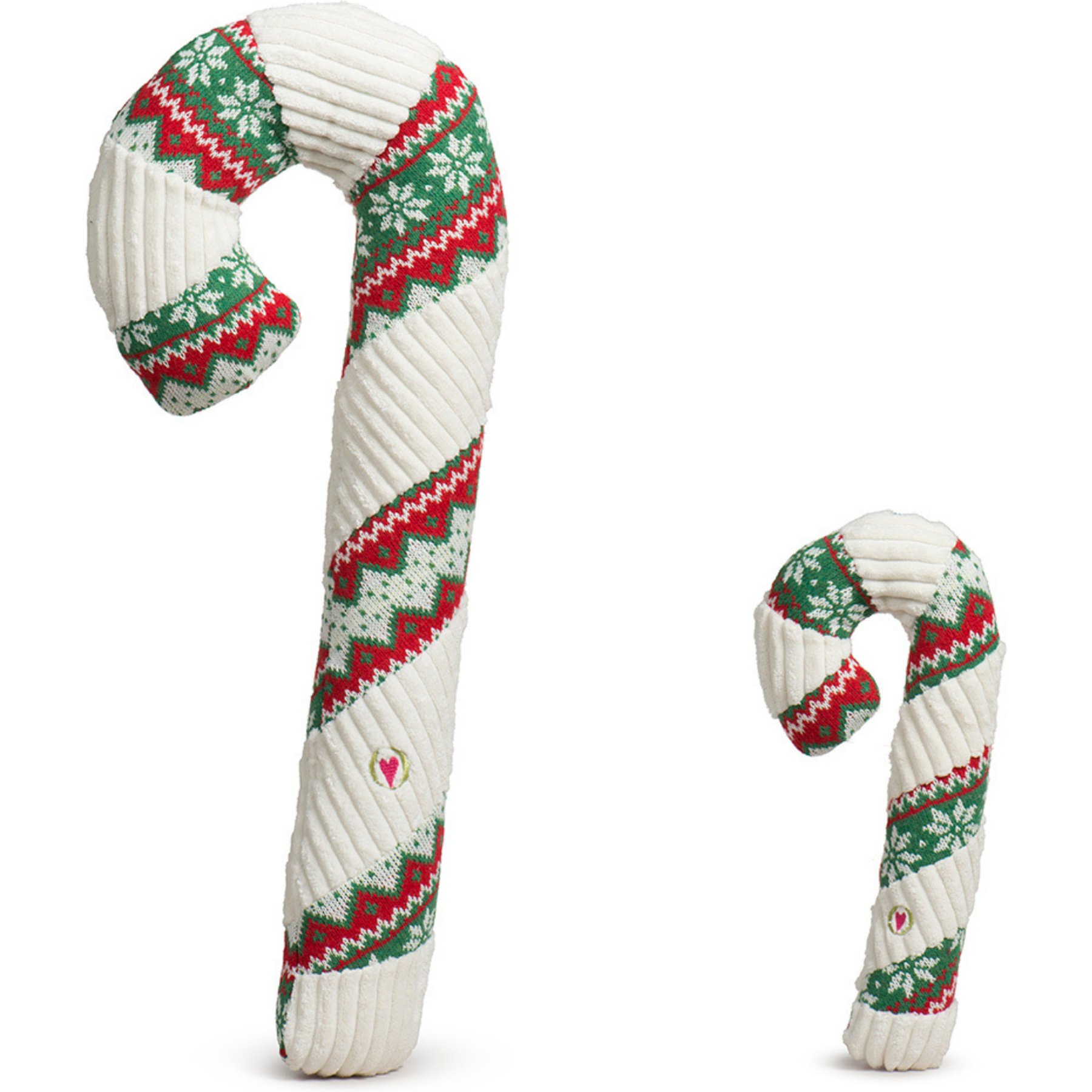HuggleHounds Christmas Wintergreen Candy Cane Tough Plush Dog Toy, Large