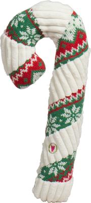 Show full view: HuggleHounds Christmas Wintergreen Candy Cane Tough Plush Dog Toy, Large slide 2 of 9