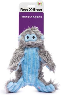 Show full view: HuggleHounds Christmas Rope X-Brace Snobro Tough Plush Dog Toy, Small slide 4 of 9