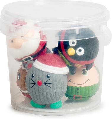 Show full view: HuggleHounds Christmas Ruff-Tex Bucket O' Squeaks Squeaky Ball Dog Toy, Small, 5 count slide 2 of 9