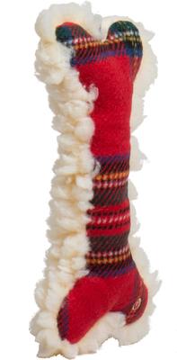 Show full view: HuggleHounds Christmas HuggleFleece Tartan Tidings Bone Tough Plush Dog Toy, Large slide 3 of 9