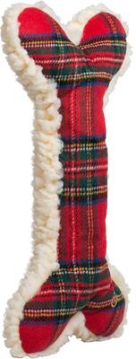 Show full view: HuggleHounds Christmas HuggleFleece Tartan Tidings Bone Tough Plush Dog Toy, X-Large slide 3 of 9