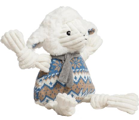 Show full view: HuggleHounds Christmas Leo Lamb Knottie Tough Plush Dog Toy, Small slide 5 of 10