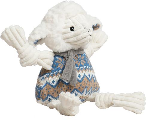 Show full view: HuggleHounds Christmas Leo Lamb Knottie Tough Plush Dog Toy, Large slide 4 of 10