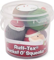 HuggleHounds Christmas Ruff-Tex Bucket O' Squeaks Squeaky Ball Dog Toy, Small, 5 count