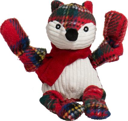 Show full view: HuggleHounds Christmas Tartan Tidings Fox Knottie Tough Plush Dog Toy, Small slide 3 of 11