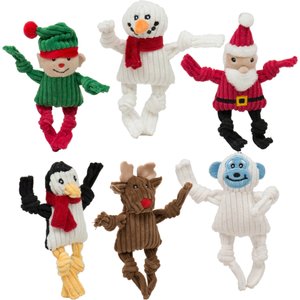 HuggleHounds Christmas Santa's Workshop Wee Huggles Tough Plush Dog Toy, Small 6 count