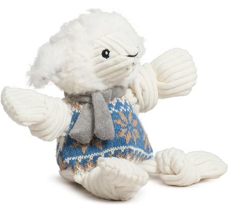 Show full view: HuggleHounds Christmas Leo Lamb Knottie Tough Plush Dog Toy, Small slide 3 of 10
