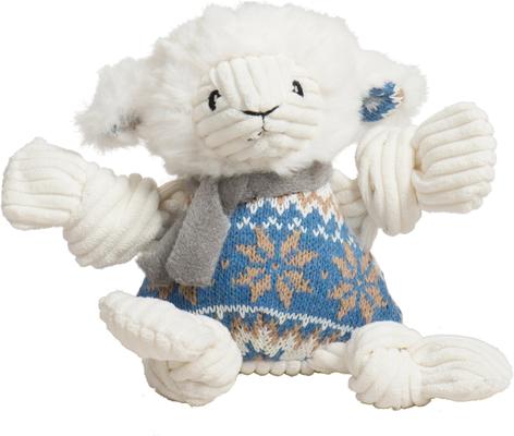 Show full view: HuggleHounds Christmas Leo Lamb Knottie Tough Plush Dog Toy, Small slide 2 of 10