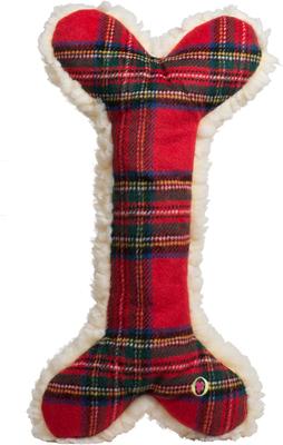 Show full view: HuggleHounds Christmas HuggleFleece Tartan Tidings Bone Tough Plush Dog Toy, Large slide 5 of 9