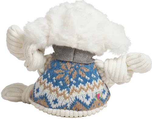 Show full view: HuggleHounds Christmas Leo Lamb Knottie Tough Plush Dog Toy, Small slide 4 of 10