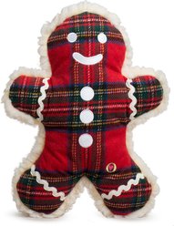 HuggleHounds Christmas Plaid McButtons Tough Plush Dog Toy, Large