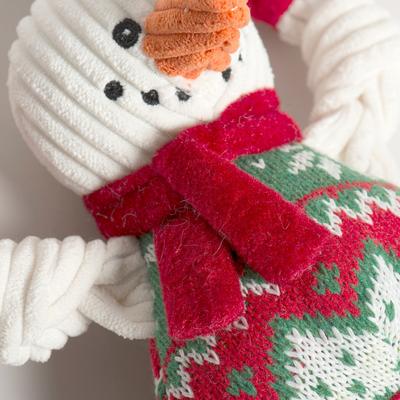 Show full view: HuggleHounds Christmas Wintergreen Snowman Knottie Tough Plush Dog Toy, Small slide 8 of 9