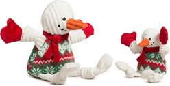 HuggleHounds Christmas Wintergreen Snowman Knottie Tough Plush Dog Toy, Small