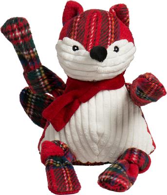 Show full view: HuggleHounds Christmas Tartan Tidings Fox Knottie Tough Plush Dog Toy, Large slide 3 of 10