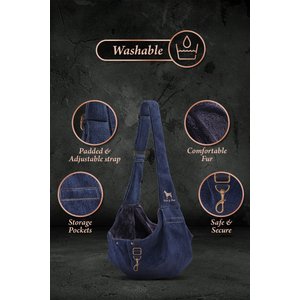 Noah & Paw Machine Washable Dog & Cat Sling Carrier, Medium, Dark Blue