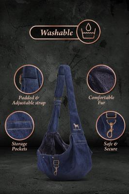 Show full view: Noah & Paw Machine Washable Dog & Cat Sling Carrier, Medium, Dark Blue slide 5 of 8