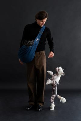 Show full view: Noah & Paw Machine Washable Dog & Cat Sling Carrier, Medium, Dark Blue slide 2 of 8