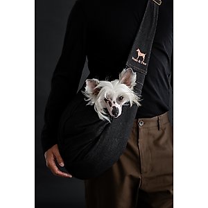Noah & Paw Premium Denim 2X Safety Small Dog & Cat Sling Carrier, Medium, Black