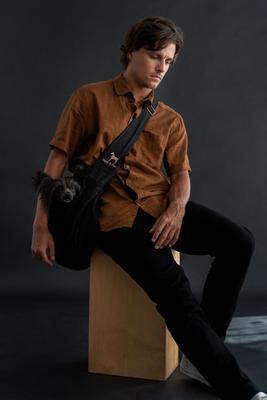 Show full view: Noah & Paw Machine Washable Dog & Cat Sling Carrier, Medium, Black slide 3 of 9