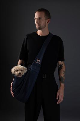 Show full view: Noah & Paw Machine Washable Dog & Cat Sling Carrier, Medium, Navy Blue slide 2 of 10
