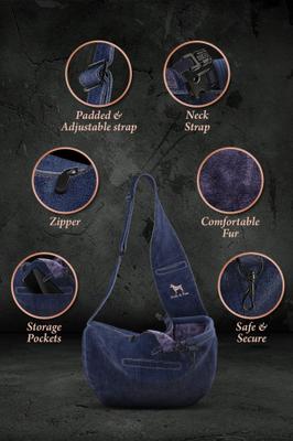 Show full view: Noah & Paw Machine Washable Dog & Cat Sling Carrier, Medium, Dark Blue slide 6 of 10