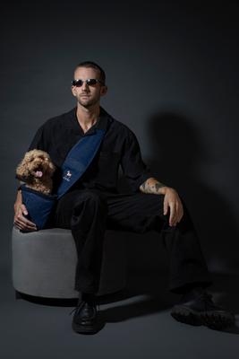 Show full view: Noah & Paw Machine Washable Dog & Cat Sling Carrier, Medium, Dark Blue slide 3 of 10