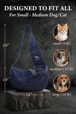 Show full view: Noah & Paw Machine Washable Dog & Cat Sling Carrier, Medium, Dark Blue slide 5 of 10