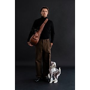 Noah & Paw Vegan Leather 2X Safety Small Dog & Cat Sling Carrier, Medium, Brown