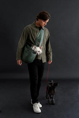 Show full view: Noah & Paw Machine Washable Dog & Cat Sling Carrier, Medium, Green slide 8 of 10