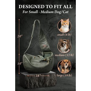 Noah & Paw Vegan Leather 3X Safety Small Dog & Cat Sling Carrier, Medium, Green