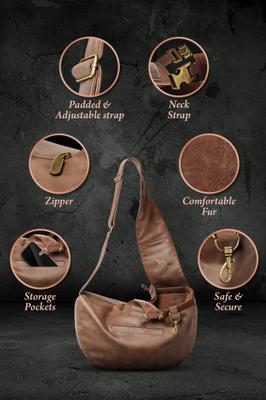 Show full view: Noah & Paw Machine Washable Dog & Cat Sling Carrier, Medium, Brown slide 5 of 10