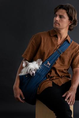 Show full view: Noah & Paw Machine Washable Dog & Cat Sling Carrier, Medium, Dark Blue slide 3 of 8