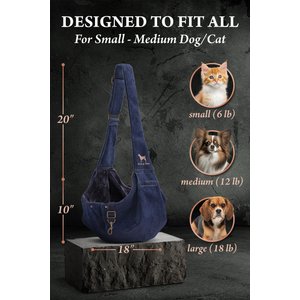 Noah & Paw Machine Washable Dog & Cat Sling Carrier, Medium, Dark Blue