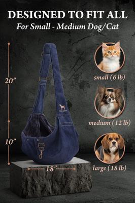 Show full view: Noah & Paw Machine Washable Dog & Cat Sling Carrier, Medium, Dark Blue slide 4 of 8