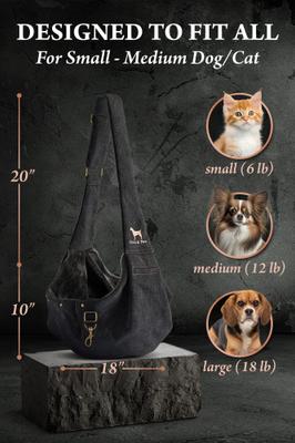 Show full view: Noah & Paw Machine Washable Dog & Cat Sling Carrier, Medium, Black slide 4 of 9