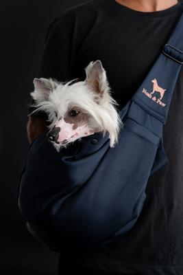 Show full view: Noah & Paw Machine Washable Dog & Cat Sling Carrier, Medium, Navy Blue slide 7 of 10