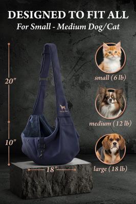 Show full view: Noah & Paw Machine Washable Dog & Cat Sling Carrier, Medium, Navy Blue slide 4 of 10