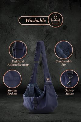Show full view: Noah & Paw Machine Washable Dog & Cat Sling Carrier, Medium, Navy Blue slide 5 of 10