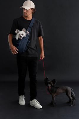 Show full view: Noah & Paw Machine Washable Dog & Cat Sling Carrier, Medium, Navy Blue slide 3 of 10