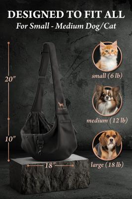 Show full view: Noah & Paw Machine Washable Dog & Cat Sling Carrier, Medium, Black slide 5 of 11