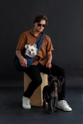 Show full view: Noah & Paw Machine Washable Dog & Cat Sling Carrier, Medium, Dark Blue slide 4 of 10