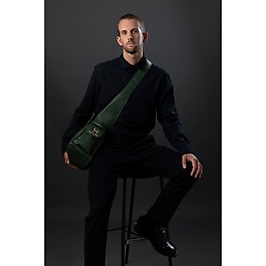 Noah & Paw Vegan Leather 2X Safety Small Dog & Cat Sling Carrier, Medium, Green