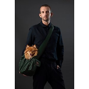 Noah & Paw Vegan Leather 2X Safety Small Dog & Cat Sling Carrier, Medium, Green