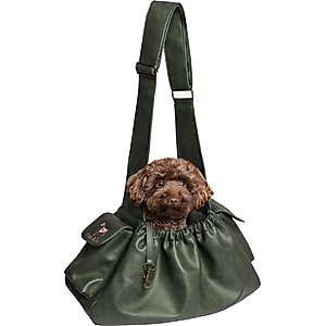 Noah & Paw Vegan Leather 2X Safety Small Dog & Cat Sling Carrier, Medium, Green