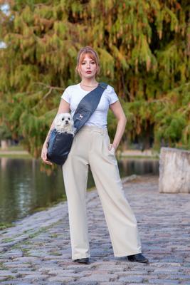 Show full view: Noah & Paw Machine Washable Dog & Cat Sling Carrier, Medium, Charcoal slide 7 of 10