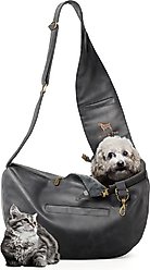 Noah & Paw Vegan Leather 3X Safety Small Dog & Cat Sling Carrier, Medium, Charcoal
