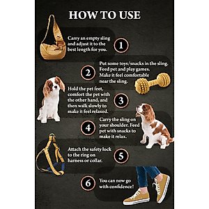 Noah & Paw Vegan Leather 3X Safety Small Dog & Cat Sling Carrier, Medium, Camel