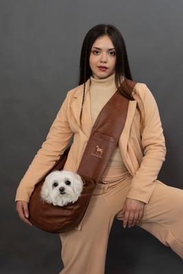Show full view: Noah & Paw Machine Washable Dog & Cat Sling Carrier, Medium, Brown slide 9 of 10