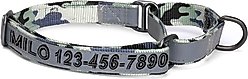 Pawtitas Personalized Reflective Martingale Dog Collar, Camouflage Grey, Medium: 13 to 20-in neck, 3/4-in wide